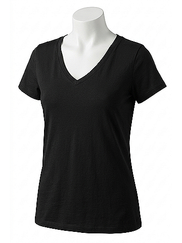Dear John Madi V Neck Jersey Short Sleeve Tee in Black (view 1)