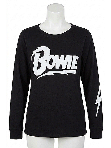 Recycled Karma Bowie Bolt Long Sleeve Tee in Black (view 1)