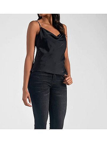 Elan Sofia Cowl Neck Cami in Black (view 2)
