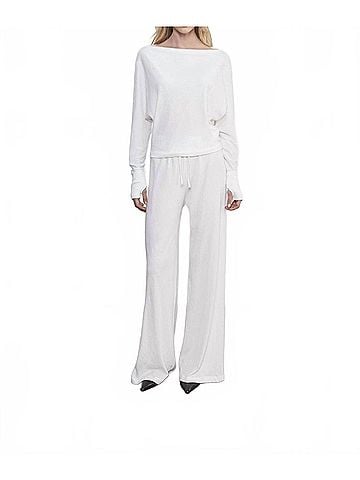 Enza Costa Cashmere Drawcord Pant in White (view 2)