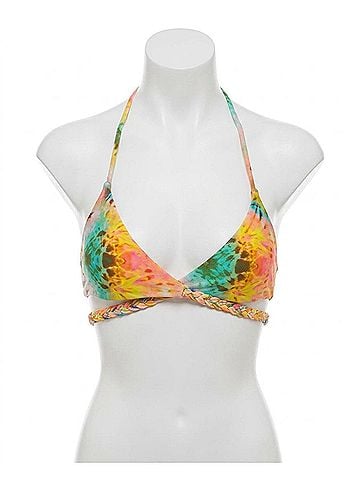 Luli Fama Reversible Wrap Halter Bikini Top in Sol (view 1)