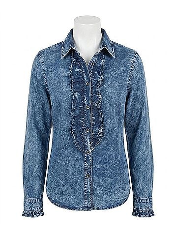 Doe & Rae The Dusty Denim Top in Blue (view 1)