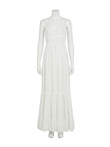 Montage Shirred Bow Maxi Dress in White (view 1)