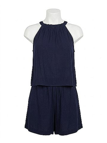 Hobie Gathered Neck Top in Navy (view 1)
