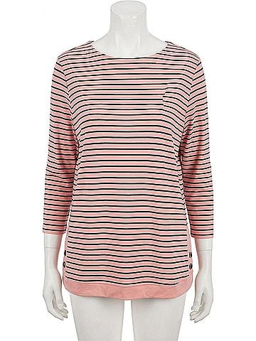 SWIM 365 Three Quarter Sleeves Striped Blouse in Blush (view 1)