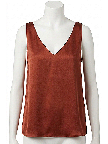 Joseph Ribkoff Satin Straight Sleeveless Top in Cinnamon (view 1)