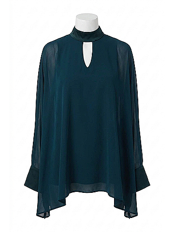 Joseph Ribkoff Chiffon Mock Neck Top in Alpine Green (view 1)
