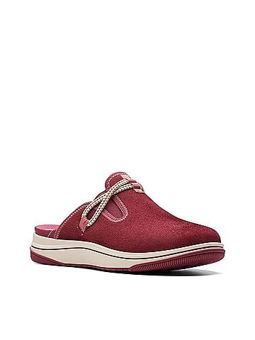 Clarks Women's Breeze Port Slip On Clogs in Red (view 2)