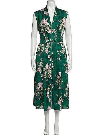 Fate Kenzie Zip Front Floral Dress in Green / Pink (view 1)
