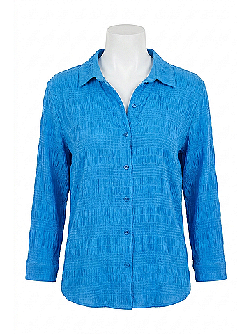FDJ On The Boardwalk Crinkle Shirt - Plus in Cobalt (view 1)