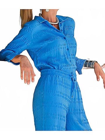 FDJ On The Boardwalk Crinkle Shirt - Plus in Cobalt (view 2)