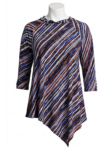 Sympli Raglan Handkerchief Top in Elemental Stripes (view 1)