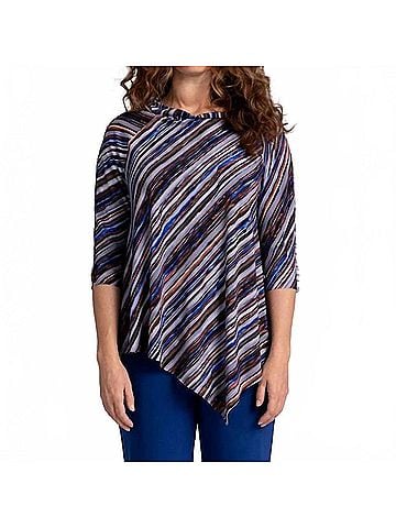 Sympli Raglan Handkerchief Top in Elemental Stripes (view 2)