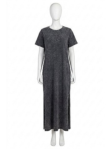 Easel Terry Midi Dress in Washed Gray (view 1)