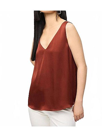 Joseph Ribkoff Satin Straight Sleeveless Top in Cinnamon (view 2)