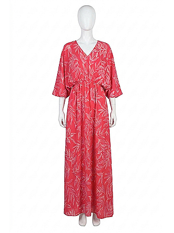Easel Leaf Printed Laura Maxi Dress in Pink Drink (view 1)