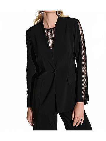 Joseph Ribkoff Embellished Mesh Insert Blazer Jacket in Black (view 2)