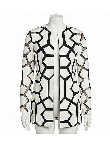 Joseph Ribkoff Laser-Cut Leatherette On Mesh Jacket in Van/Black (view 1)