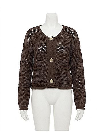 Entro Crochet Cardigan in Chocolate (view 1)