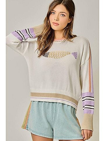Mystree Something's Fishy Sweater in Off White (view 2)