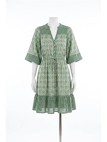 Elan Millie Boho Mini Dress in Green (view 1)