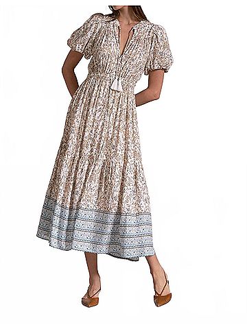 Elan Whimsey Maxi Dress in Beige (view 2)