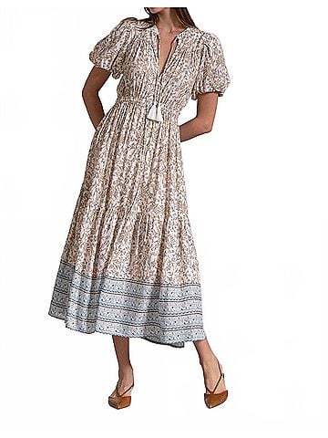 Elan Whimsey Maxi Dress in Beige (view 2)