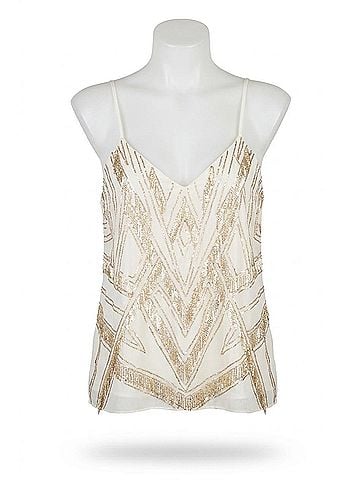 Parker Marley Beaded Fringe Tank Top in Ivory (view 1)
