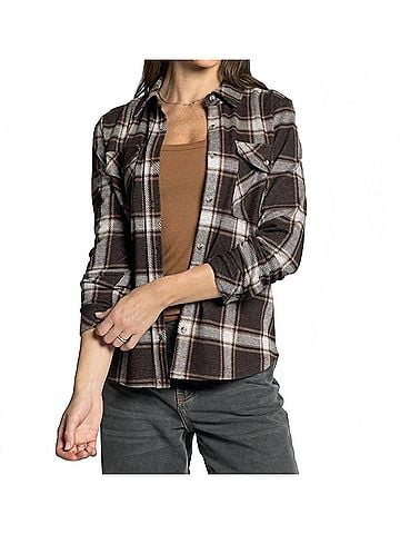Thread & Supply Cassian Shirt in Coffee Ivory Plaid (view 2)