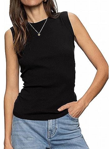 Sanctuary Ribbed Ruched Tank in Black (view 2)