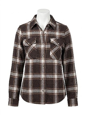 Thread & Supply Cassian Shirt in Coffee Ivory Plaid (view 1)