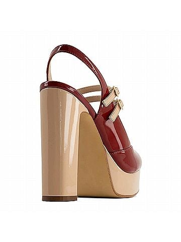 Andrea Women's Mary-Jane Heeled Sandals in Red/ Tan (view 2)
