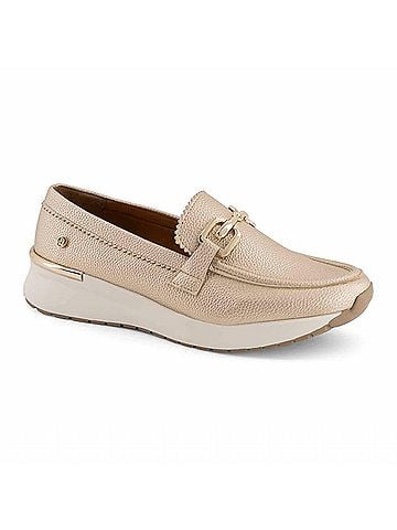 Andrea Women's Buckle Wedge Loafer in Gold (view 1)