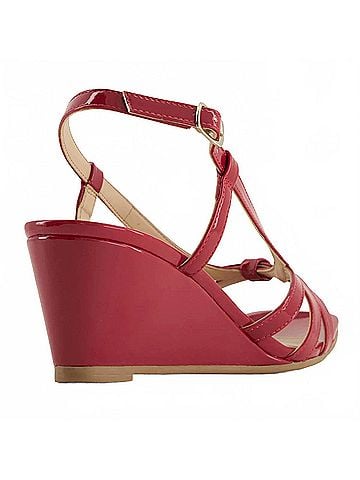 Andrea Women's Sling-Back Wedge Sandal in Red (view 2)