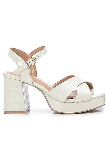 XTI Women's Heeled Platform Sandals in Ice (view 1)