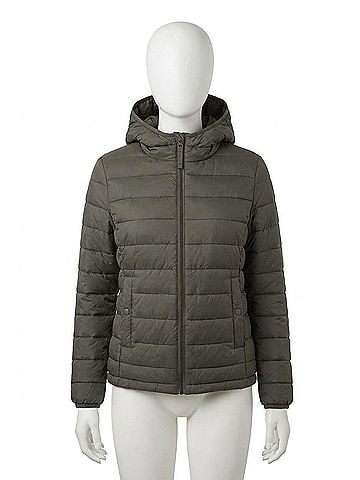 Love Tree Hooded Light Puffer Jacket in Olive (view 1)