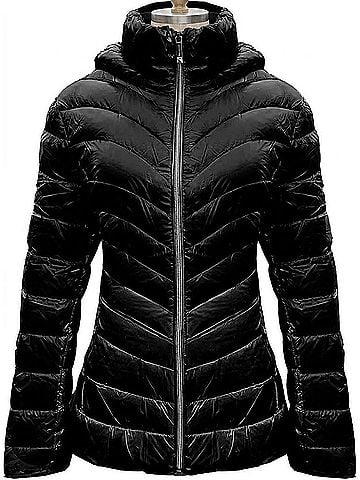 Michael Kors Women's Down Hooded Packable Coat Jacket in Black (view 1)