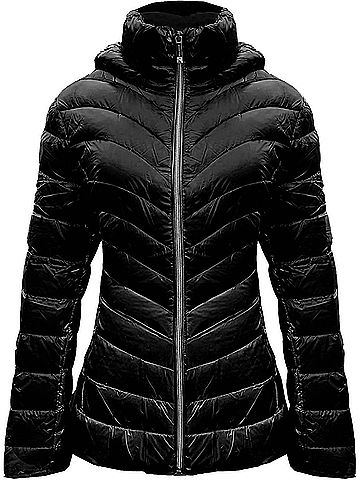 Michael Kors Women's Down Hooded Packable Coat Jacket in Black (view 2)