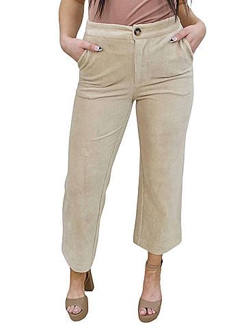 Lucy Paris Bruna Corduroy Pant in Beige (view 2)