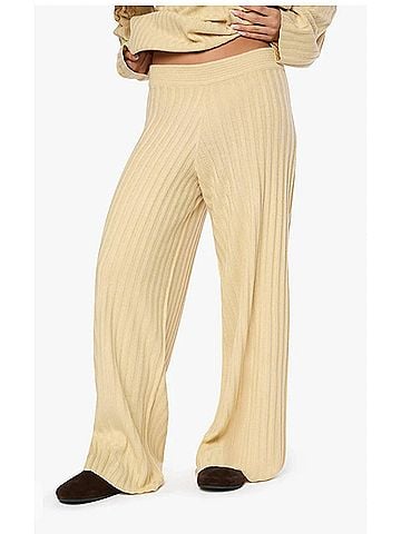 WeWoreWhat Wide Leg Pull On Pant in Wheat (view 2)