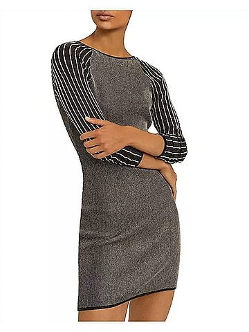 Reiss Metallic Mini Dress in Black (view 2)