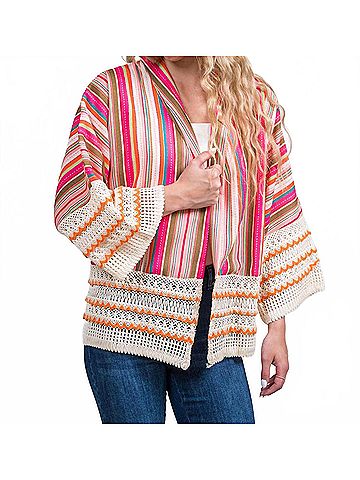 Trisha Tyler Crochet Detail Jacket in Multi (view 2)