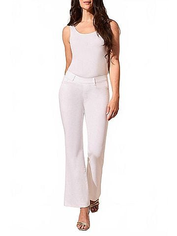 Tribal Audrey Pull On Flare Jeans in White (view 2)