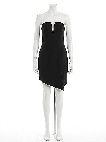 Liv Foster Strapless Cocktail Twill Dress in Black (view 1)