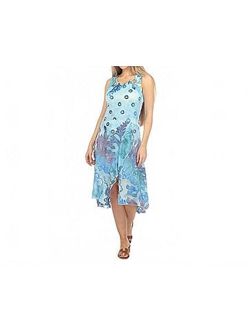 Rising International Front Slit Dress in Blue (view 2)