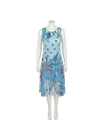 Rising International Front Slit Dress in Blue (view 1)