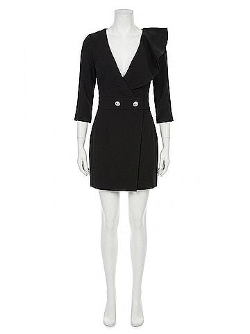 Mac Duggal Ruffled Faux Tuxedo Mini Dress in Black (view 1)