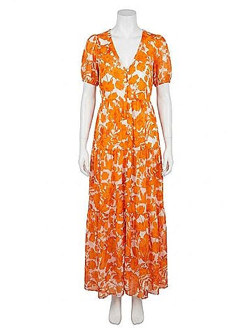 Sugarlips Floral Monaco Tiered Maxi Dress in Tangelo (view 1)