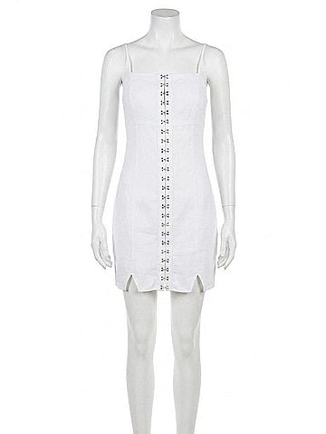 Fanco Hook And Eye Short Dress in Ivory (view 1)