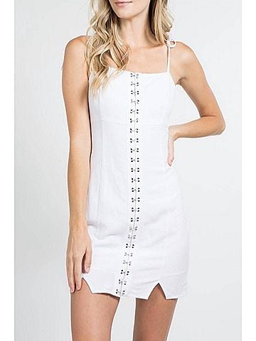 Fanco Hook And Eye Short Dress in Ivory (view 2)